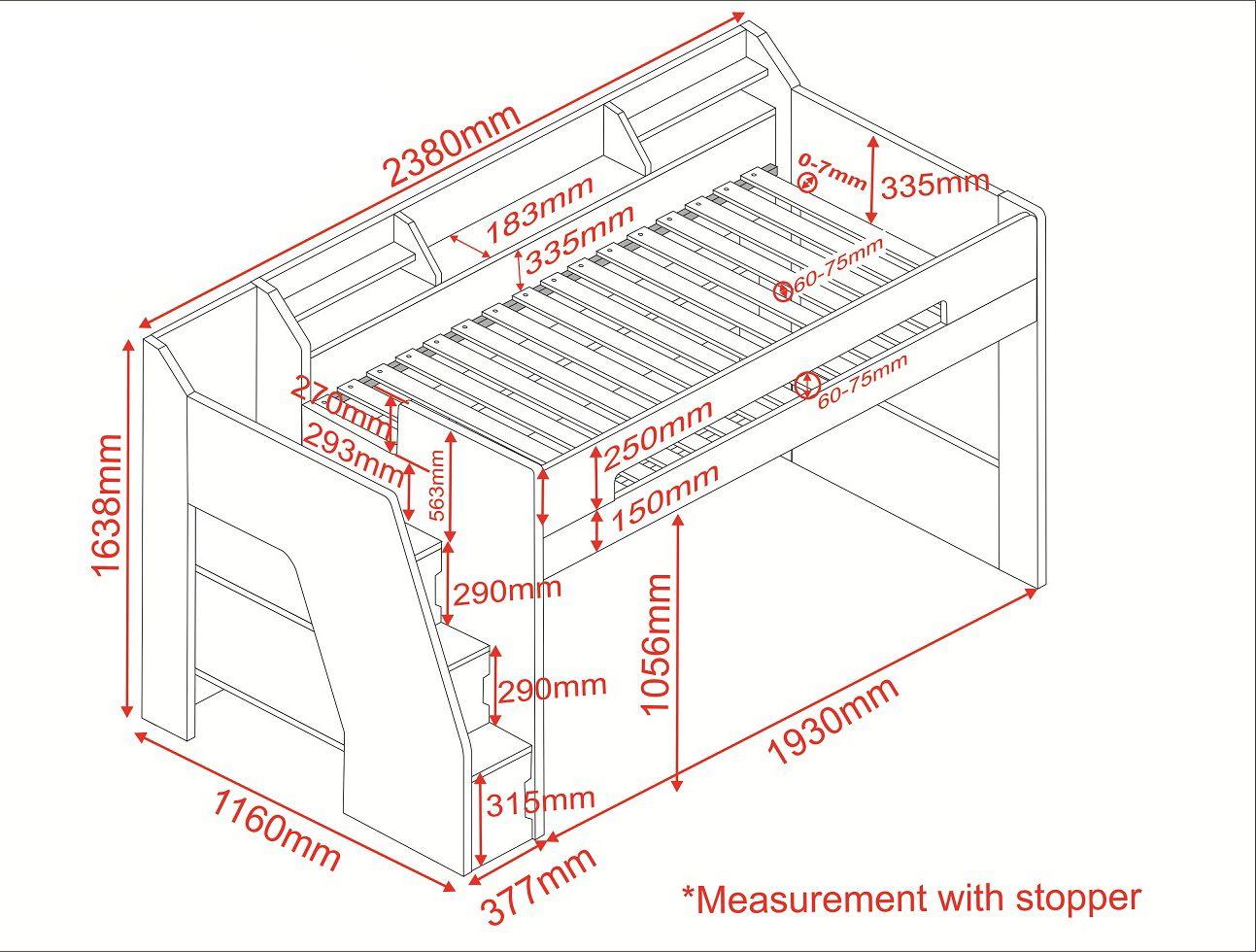 Stepaside Staircase High Sleeper Workstation - Millie & Jones