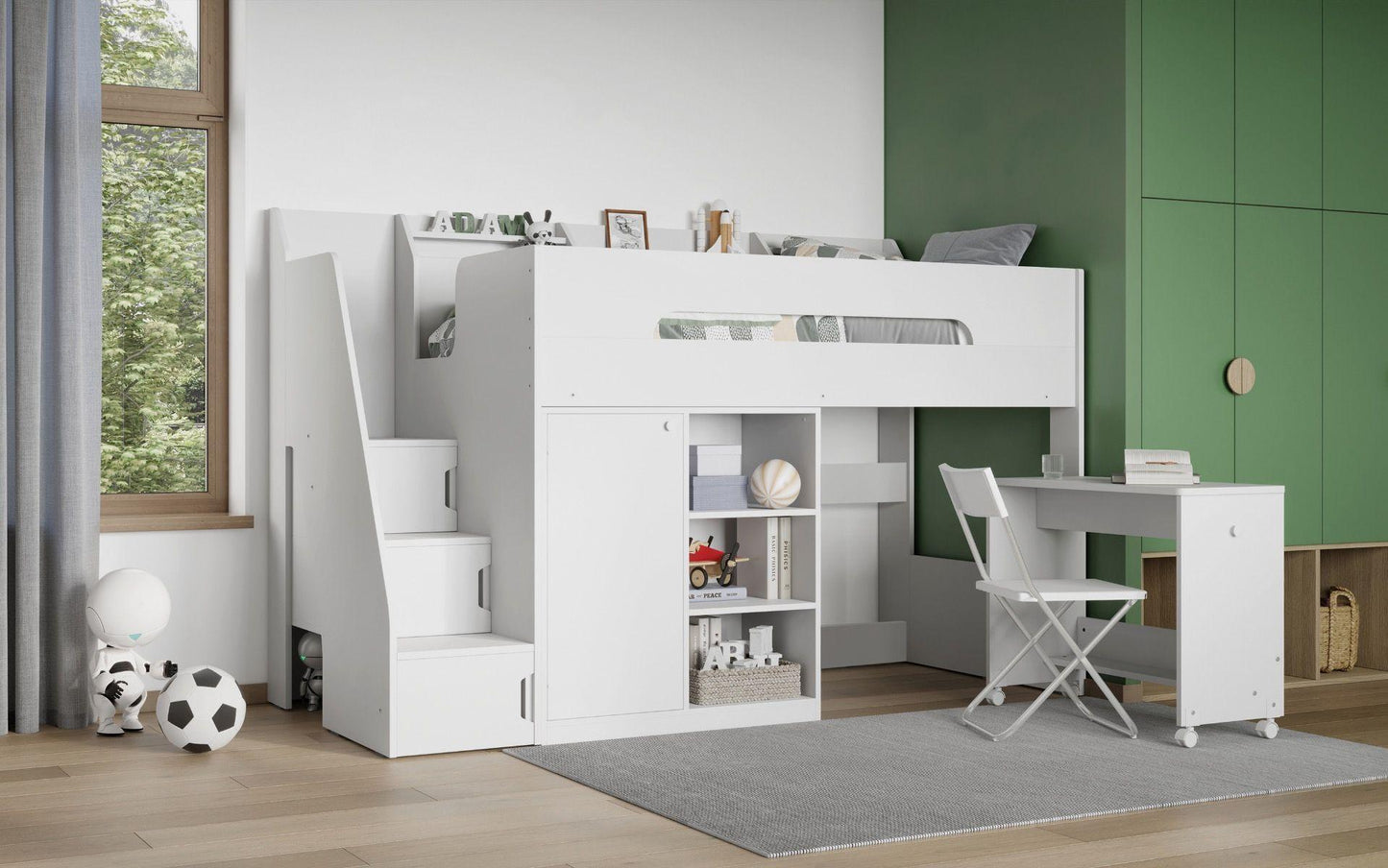 Stepaside Staircase High Sleeper Workstation - Millie & Jones
