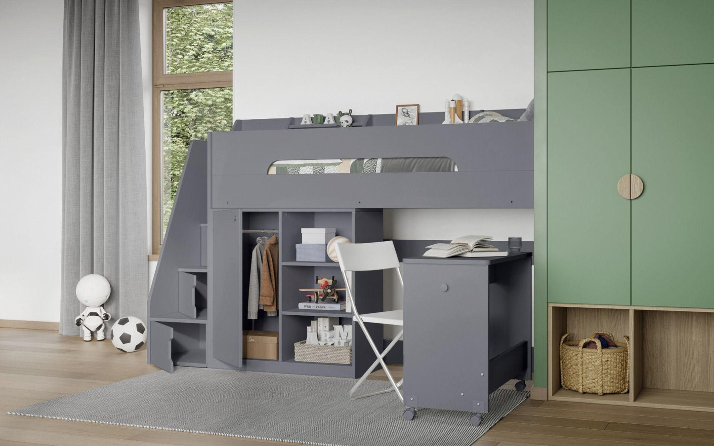 Stepaside Staircase High Sleeper Workstation - Millie & Jones
