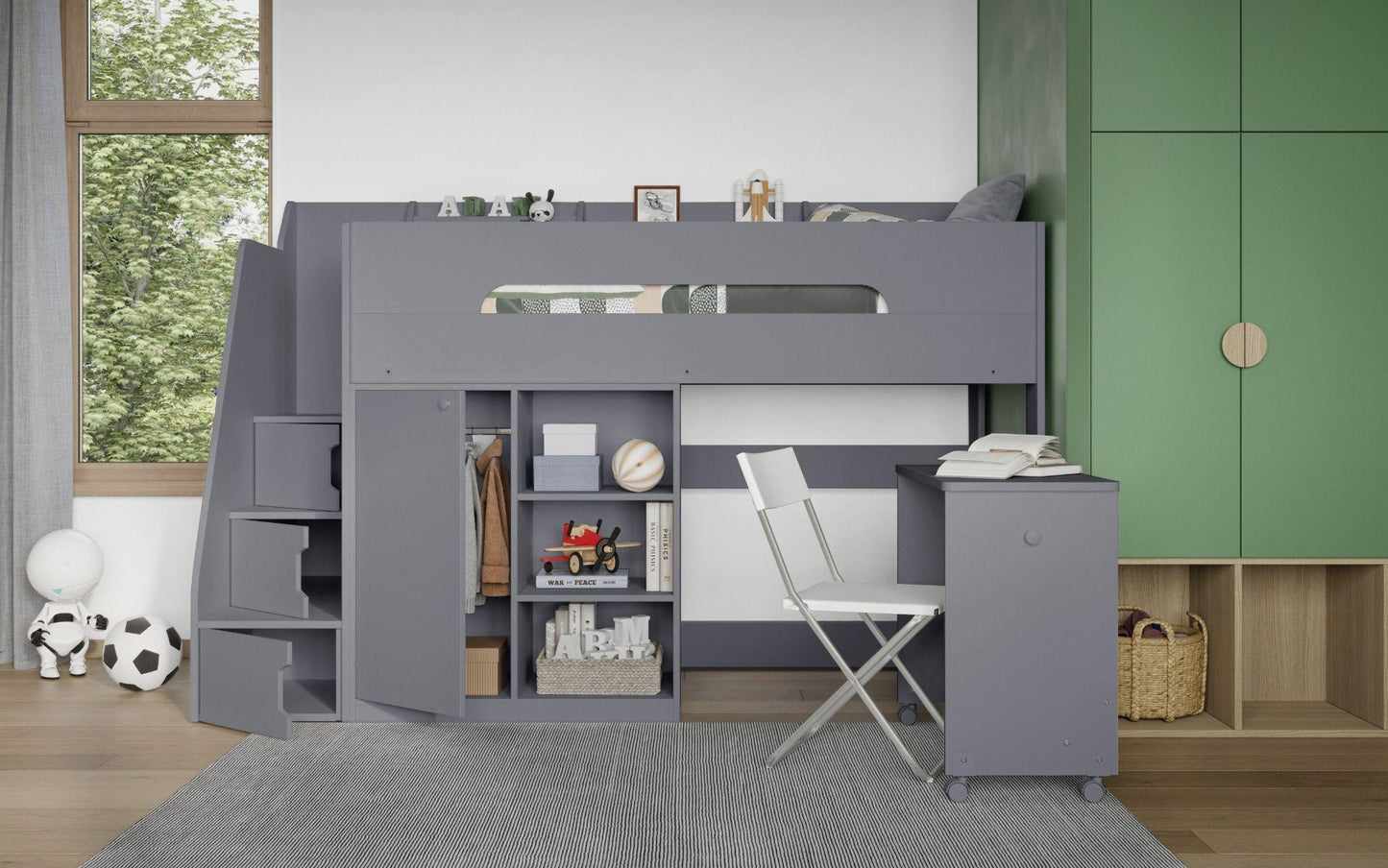 Stepaside Staircase High Sleeper Workstation - Millie & Jones