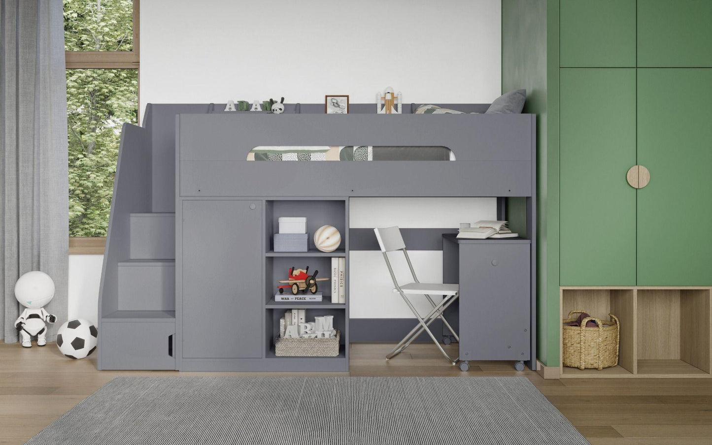 Stepaside Staircase High Sleeper Workstation - Millie & Jones