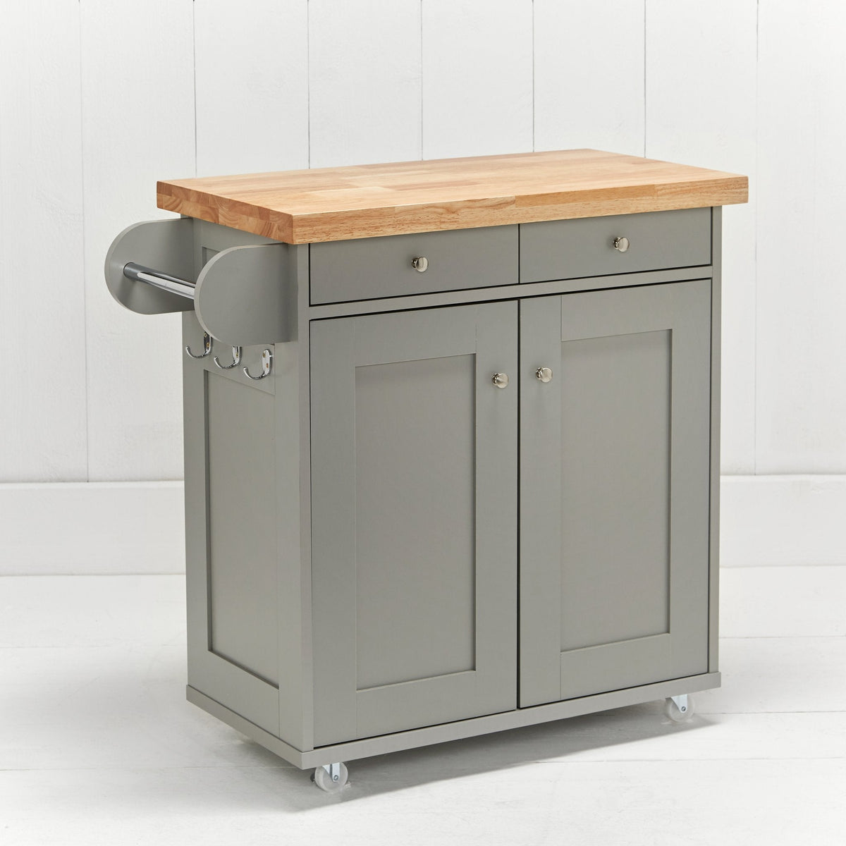 Steyning compact kitchen island with cupboard and drawers