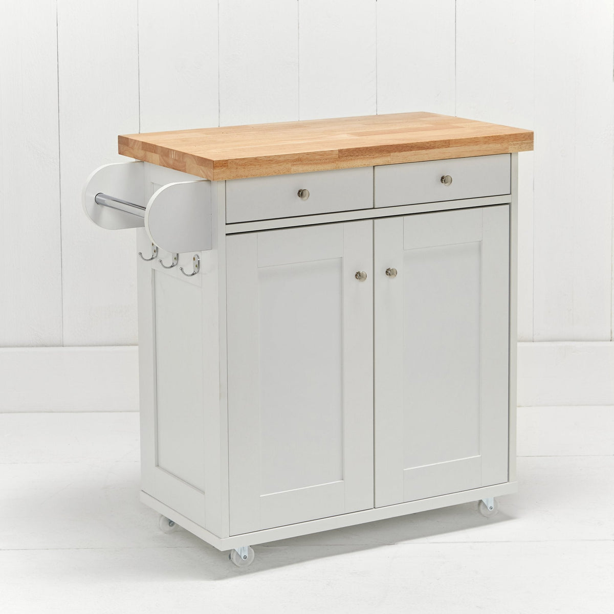 Steyning compact kitchen island with cupboard and drawers