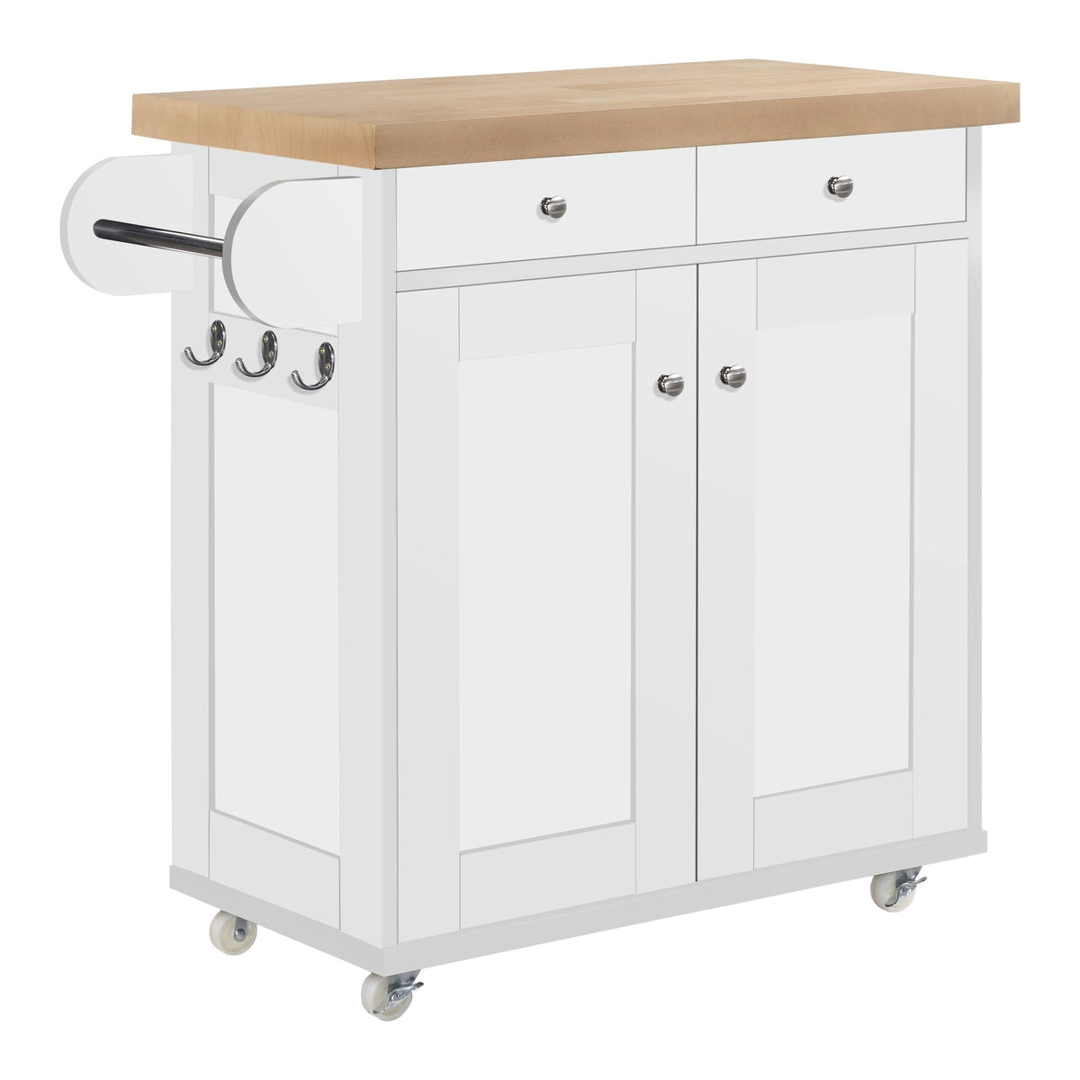 Steyning compact kitchen island with cupboard and drawers in White