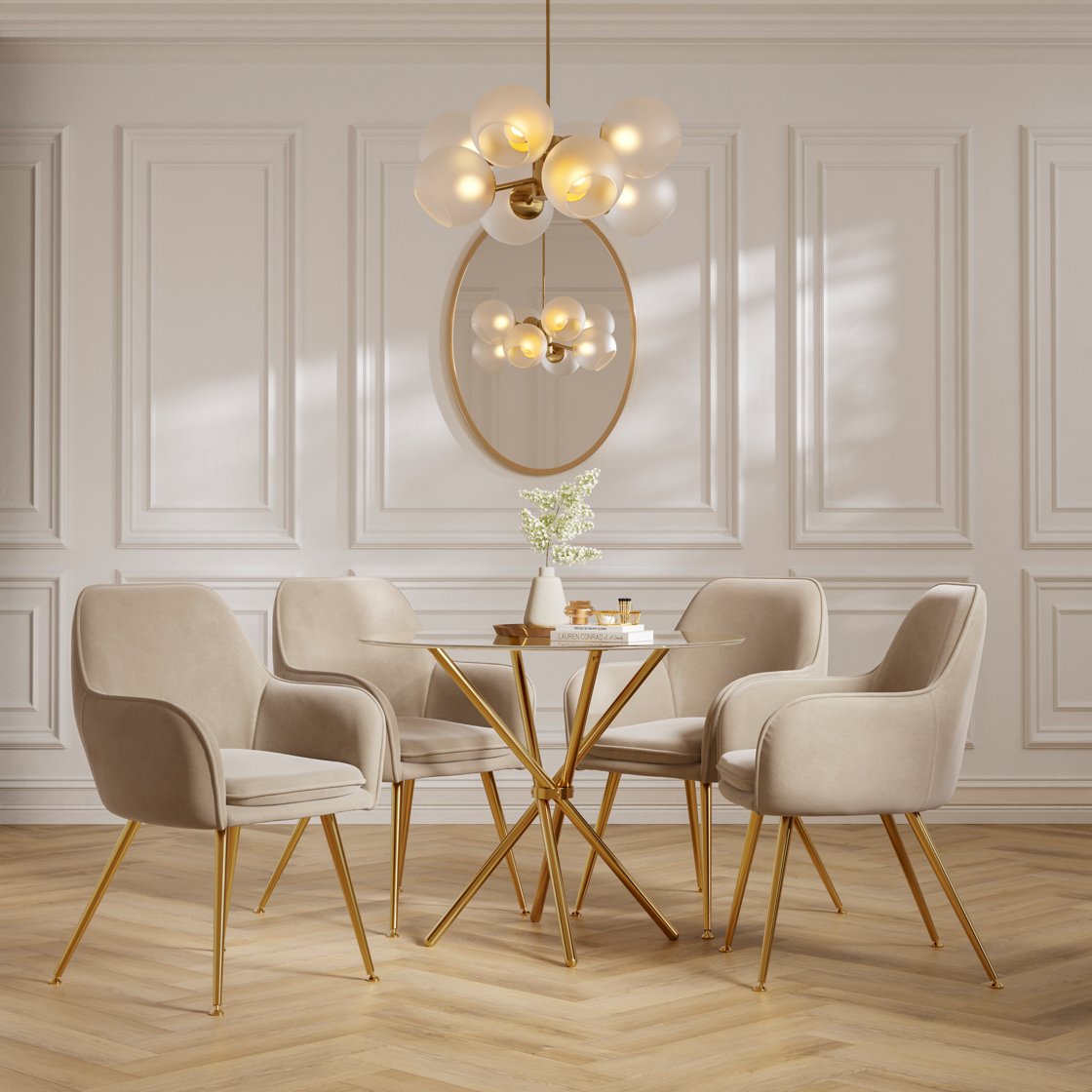 Tenterden round glass dining table