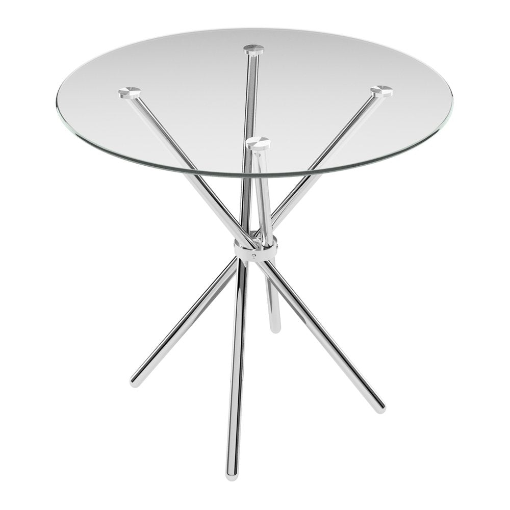 Tenterden round glass dining table in Clear and Chrome