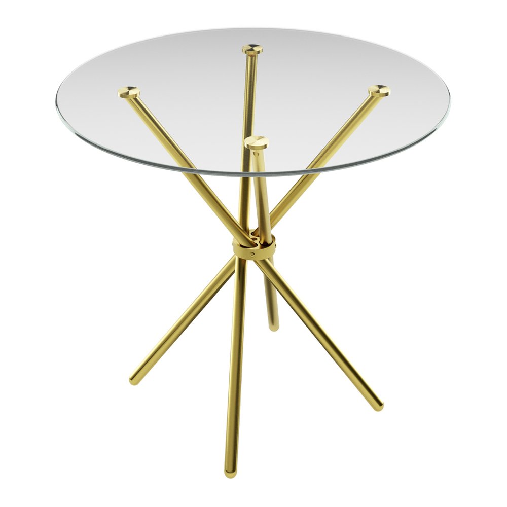Tenterden round glass dining table in Clear and Gold