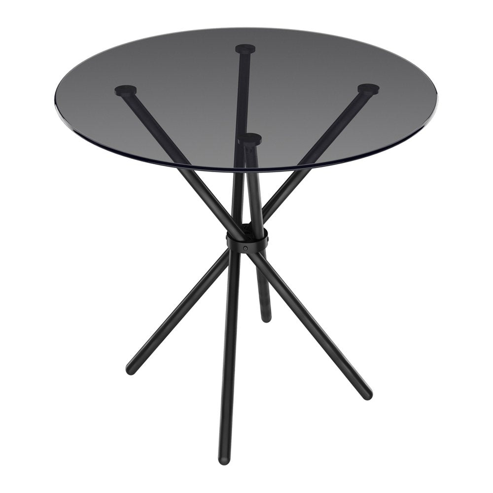 Tenterden round glass dining table in Smoked and Black