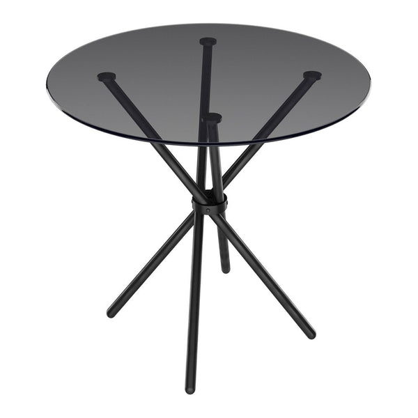Tenterden round glass dining table in Smoked and Black