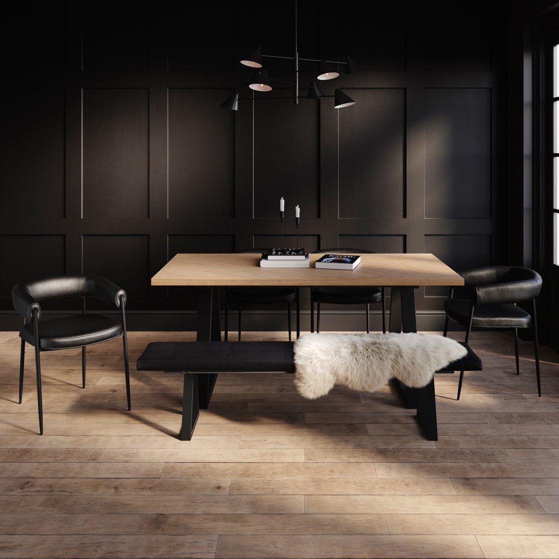 Thame faux leather dining chairs with arms