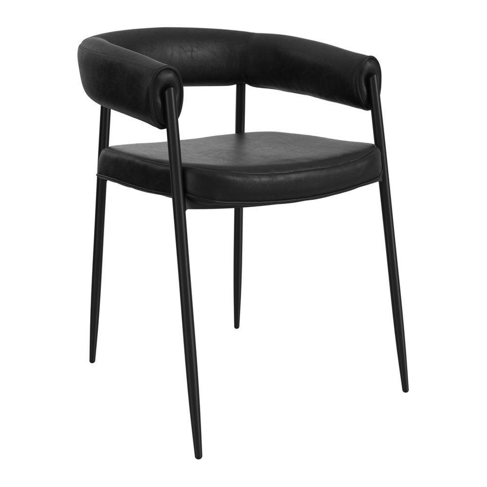 Thame faux leather dining chairs with arms in Black