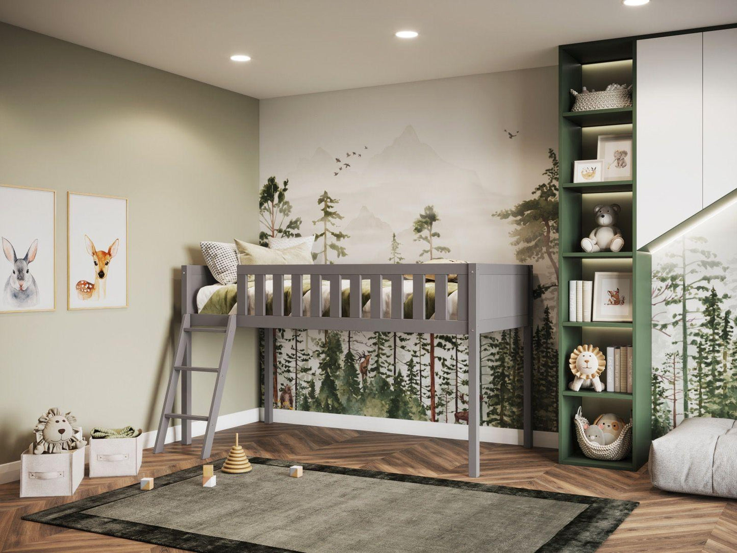 The Bea Midsleeper Wooden Cabin Bed - Millie & Jones