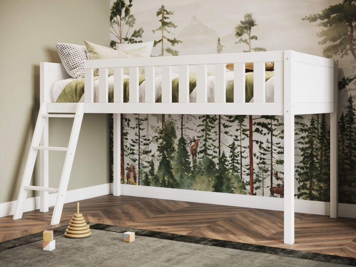 The Bea Midsleeper Wooden Cabin Bed - Millie & Jones