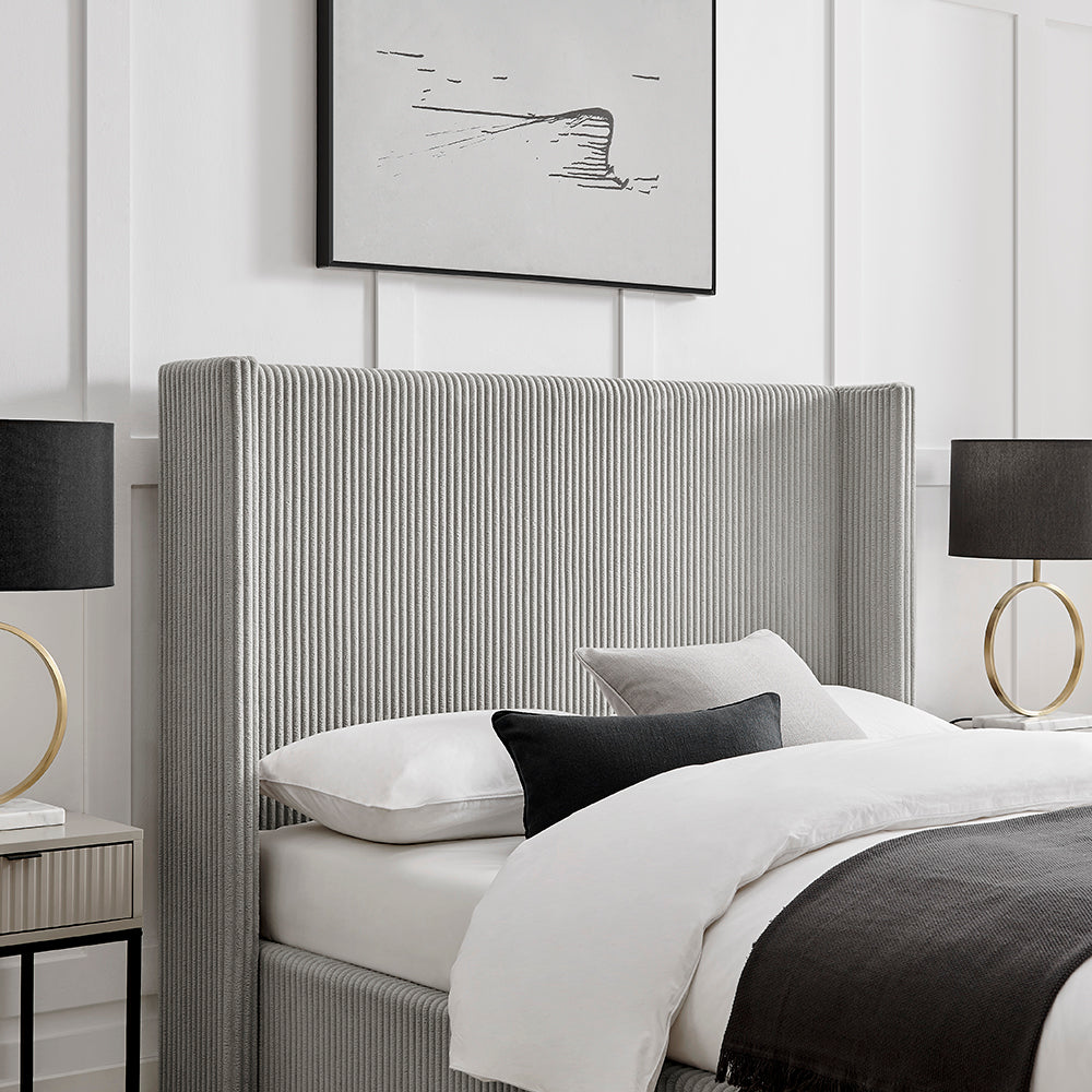 Thirlmere Cord Ottoman Storage Bed in Grey – product view 4