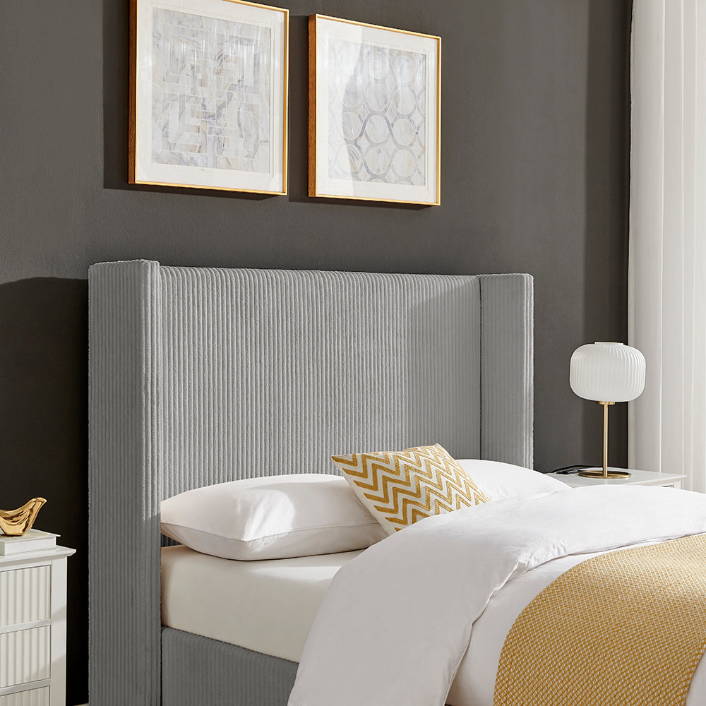 Thirlmere Cord Upholstered Bed Frame in Grey – product view 3