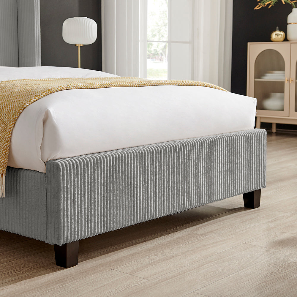 Thirlmere Cord Upholstered Bed Frame in Grey – product view 4