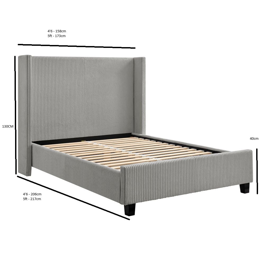 Thirlmere Cord Upholstered Bed Frame in Grey – product view 8