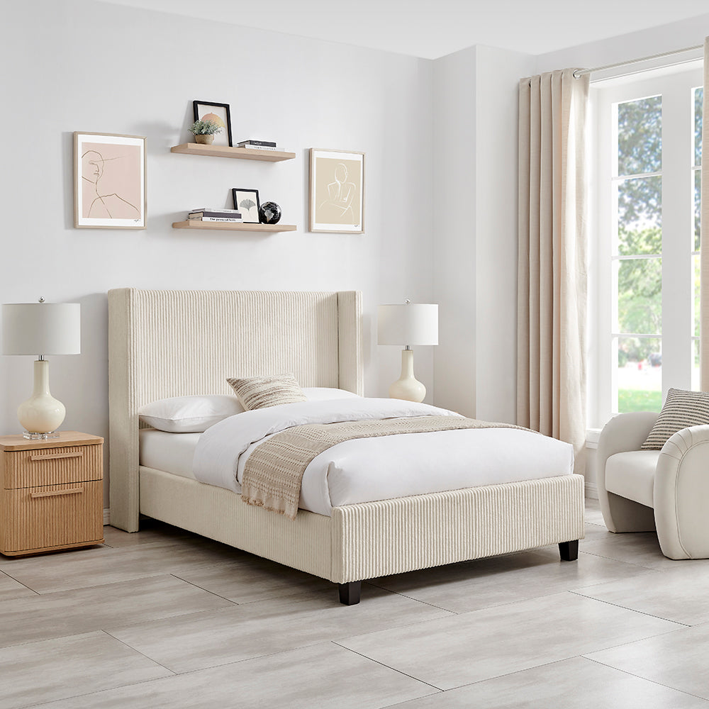 Thirlmere Cord Upholstered Bed Frame in Natural – product view 9