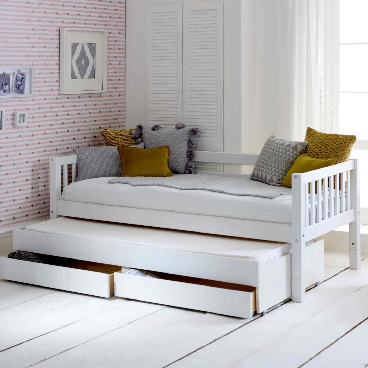 The Nordic Daybed with Trundle Pull & Drawers - Millie & Jones