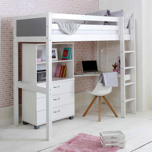 Nordic High Sleeper Bed with Corner Desk & Storage - Hover
