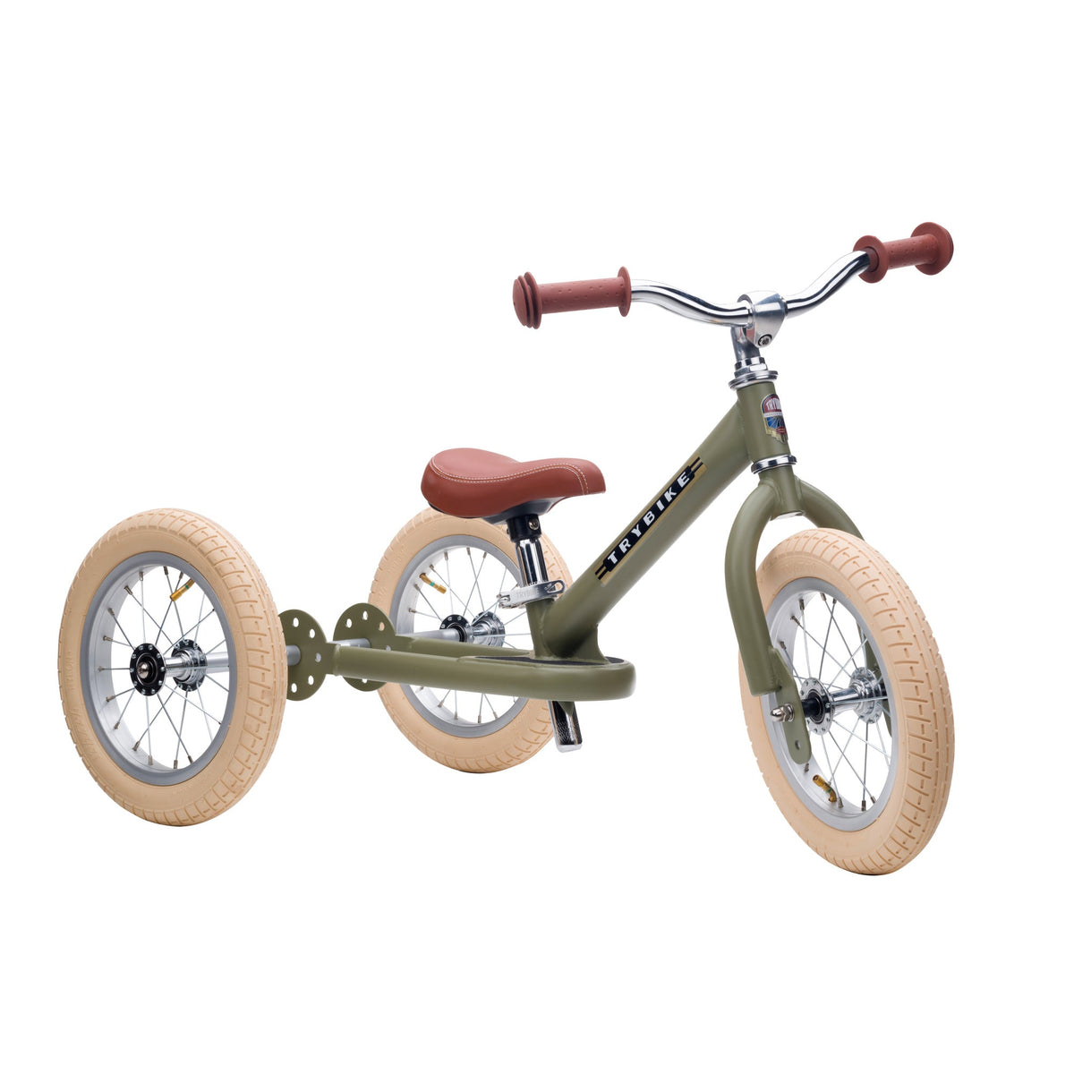 Trybike 2-in-1 in Vintage Green as a balance bike