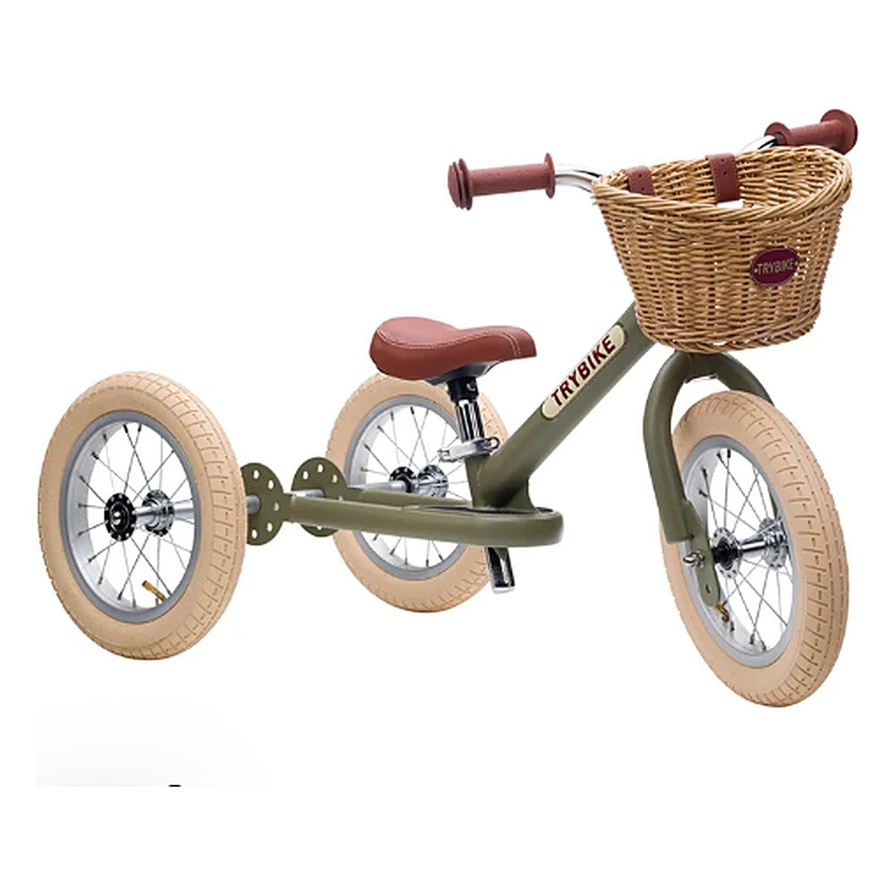 Trybike with the wicker handlebar basket