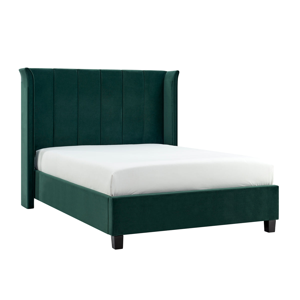 Valehaven Winged Velvet Bed Frame in Emerald Green – product view 5