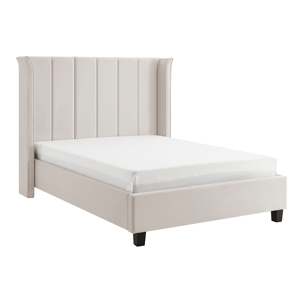 Valehaven Winged Velvet Bed Frame in Natural – product view 13