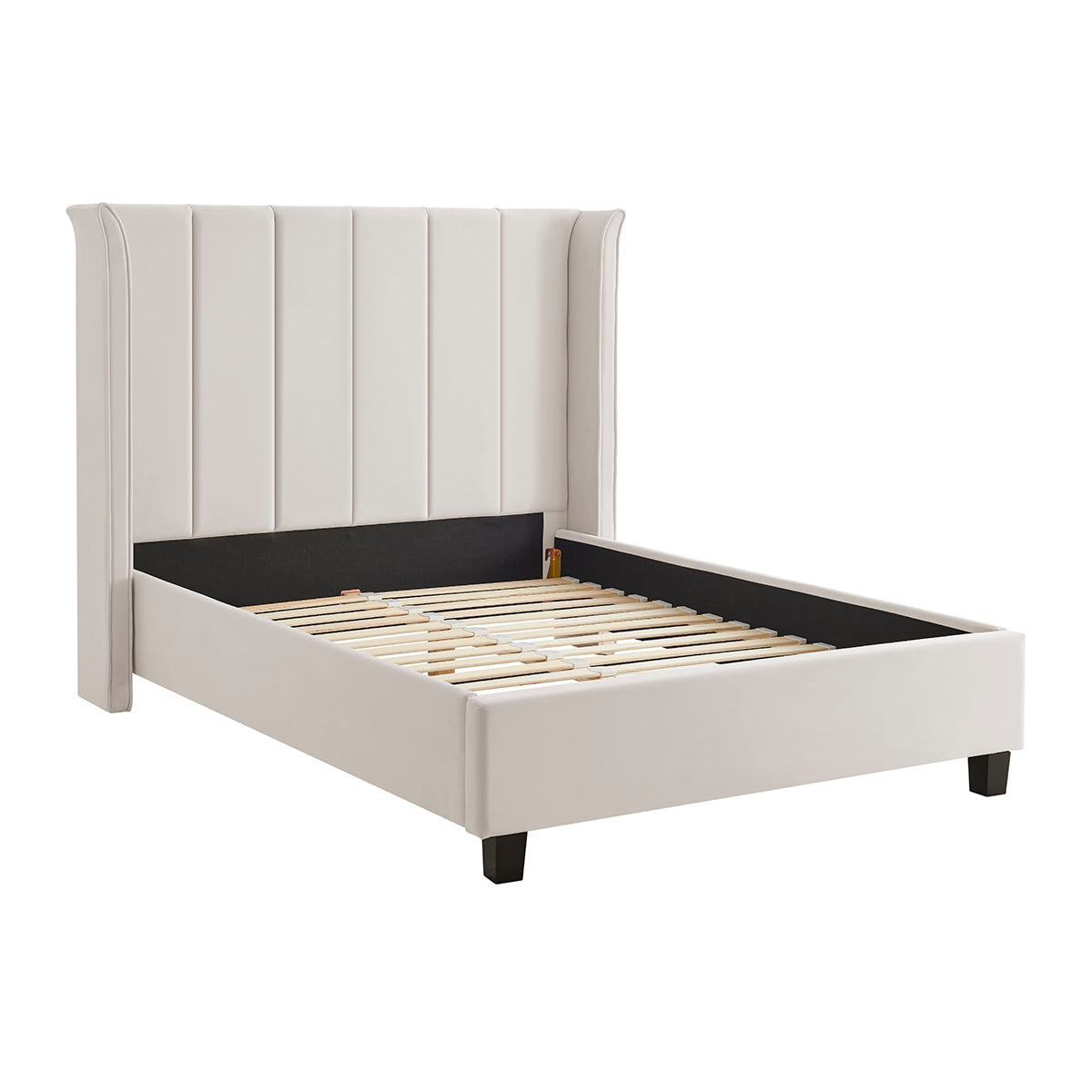 Valehaven Winged Velvet Bed Frame in Natural – product view 14