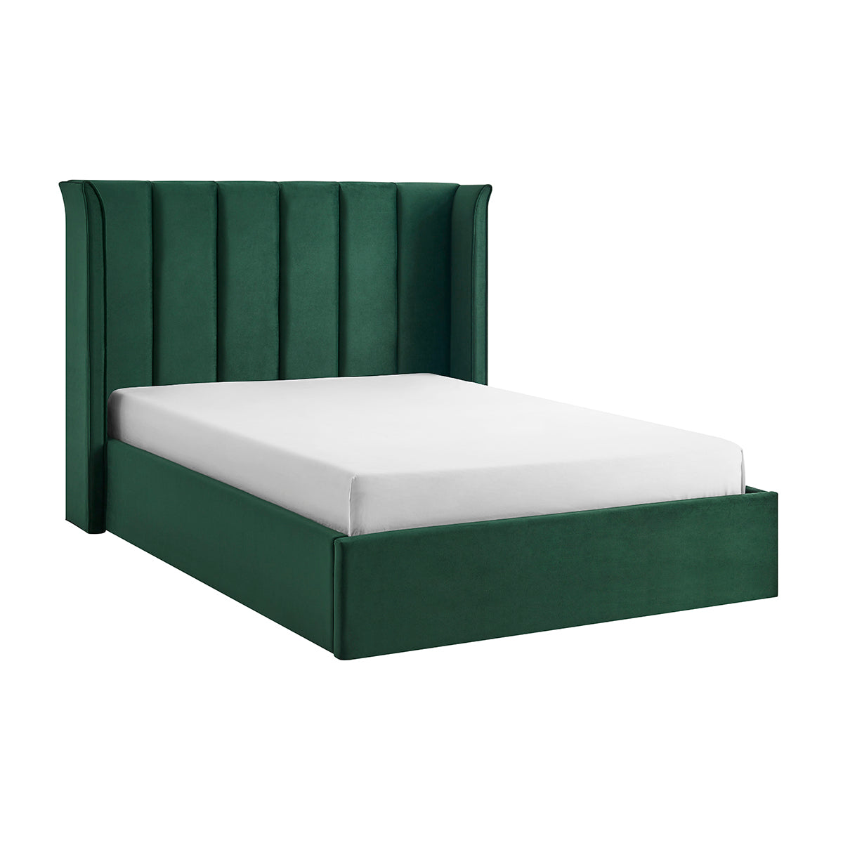 Valehaven Winged Velvet Ottoman Bed in Emerald Green – product view 7