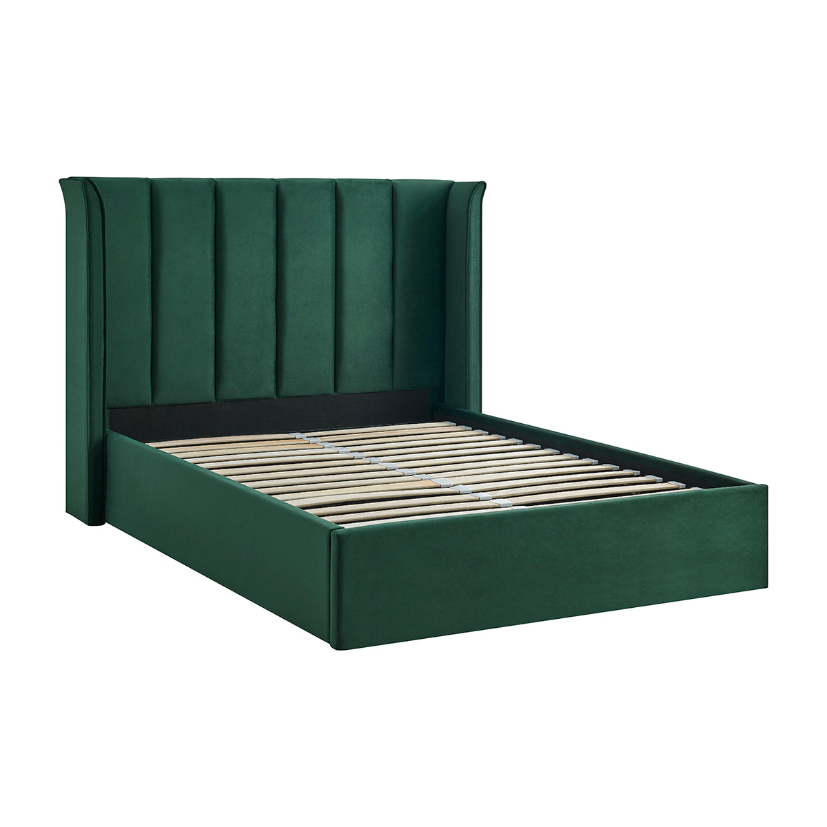 Valehaven Winged Velvet Ottoman Bed in Emerald Green – product view 8
