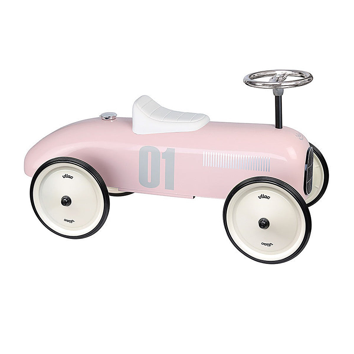 Vilac vintage metal ride-on car in Light Pink