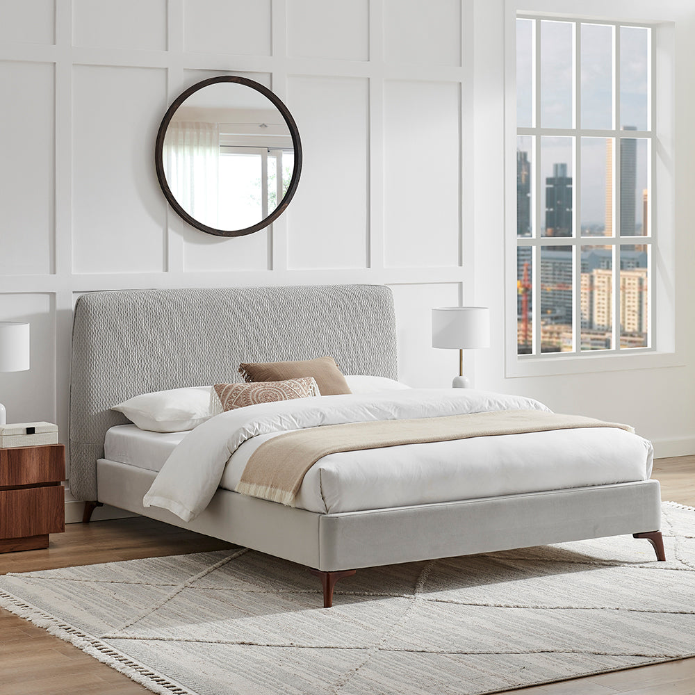 Waverley Rounded Quilted Bed Frame in Grey – product view 1