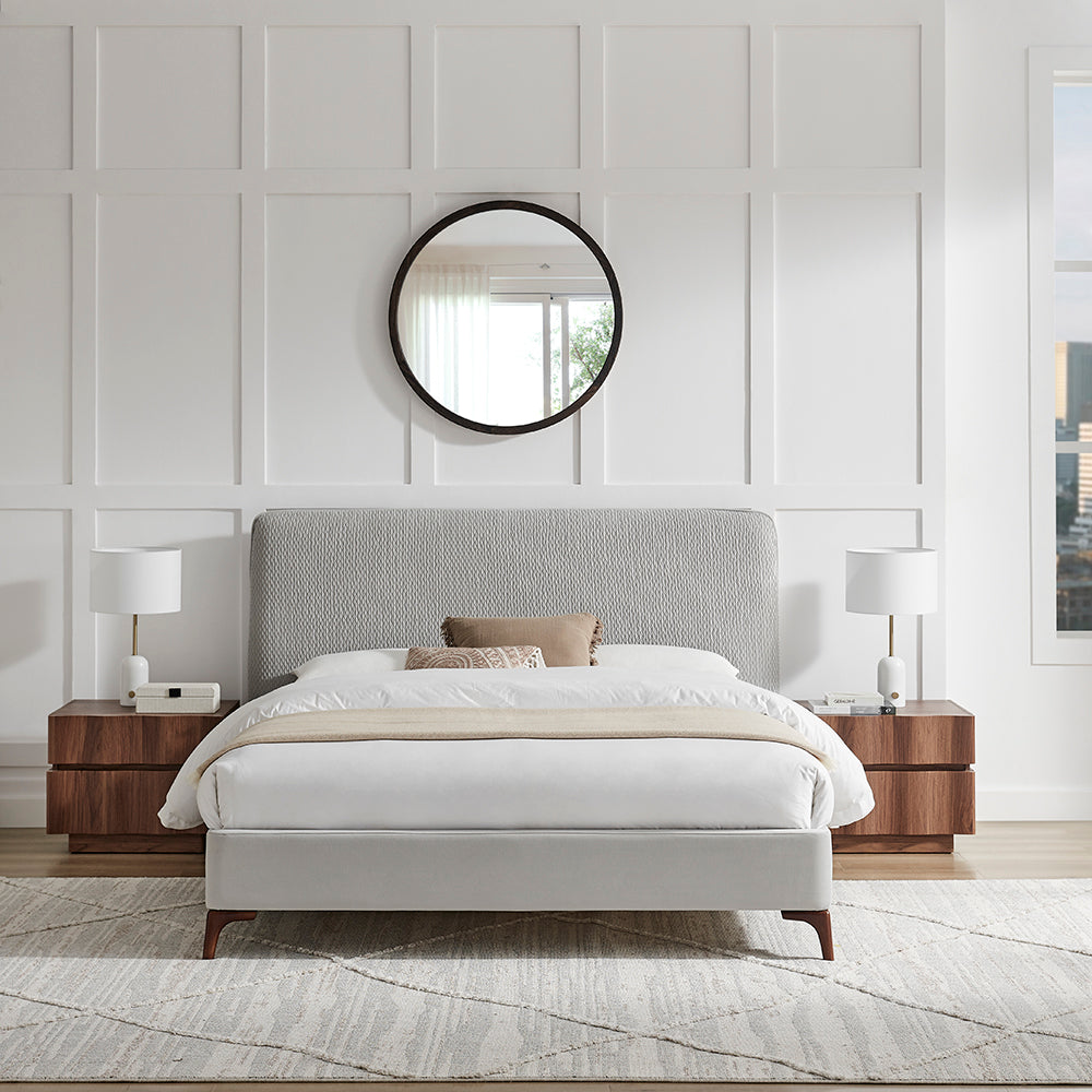 Waverley Rounded Quilted Bed Frame in Grey – product view 2