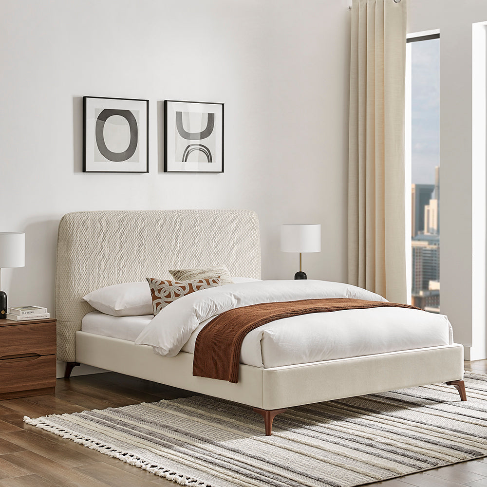 Waverley Rounded Quilted Bed Frame in Natural – product view 7