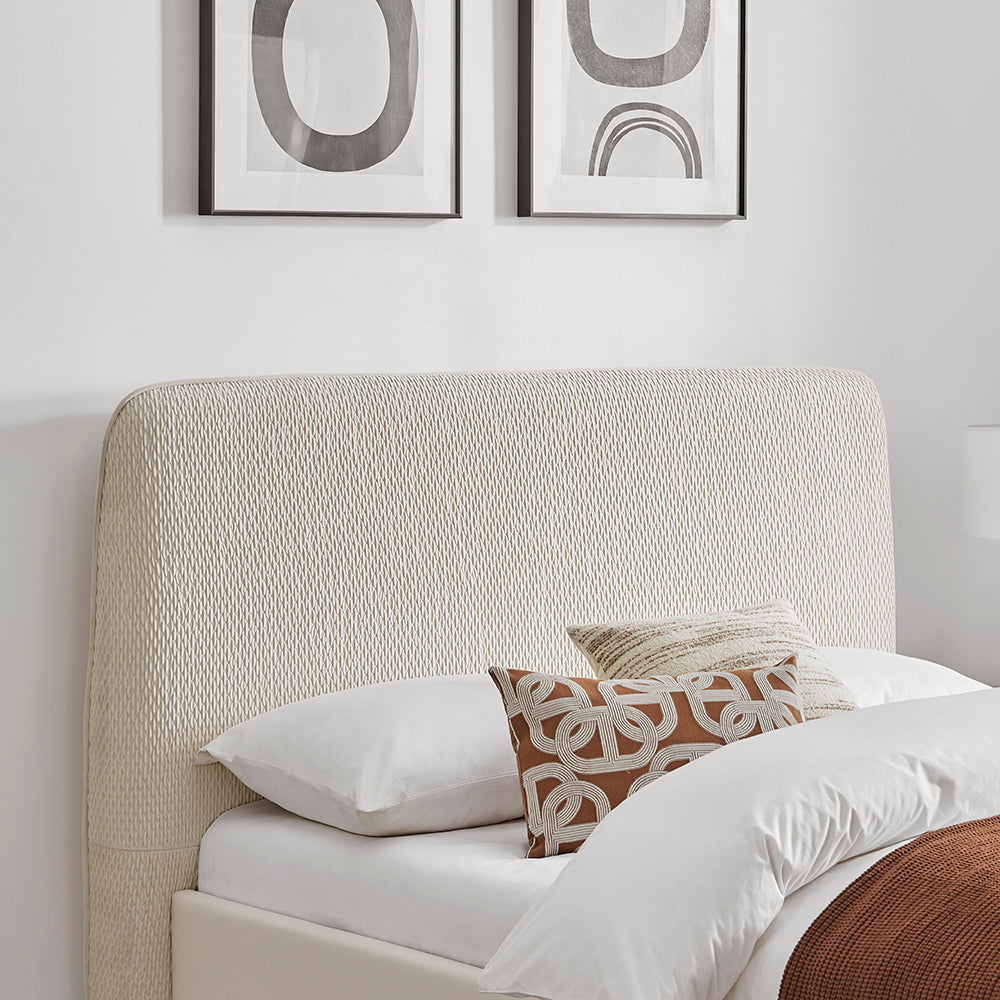 Waverley Rounded Quilted Bed Frame in Natural – product view 9