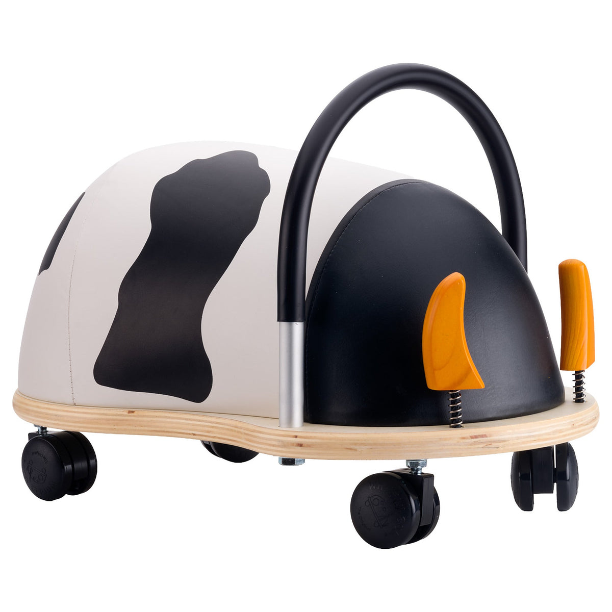 Wheelybug Cow ride-on toy from the side