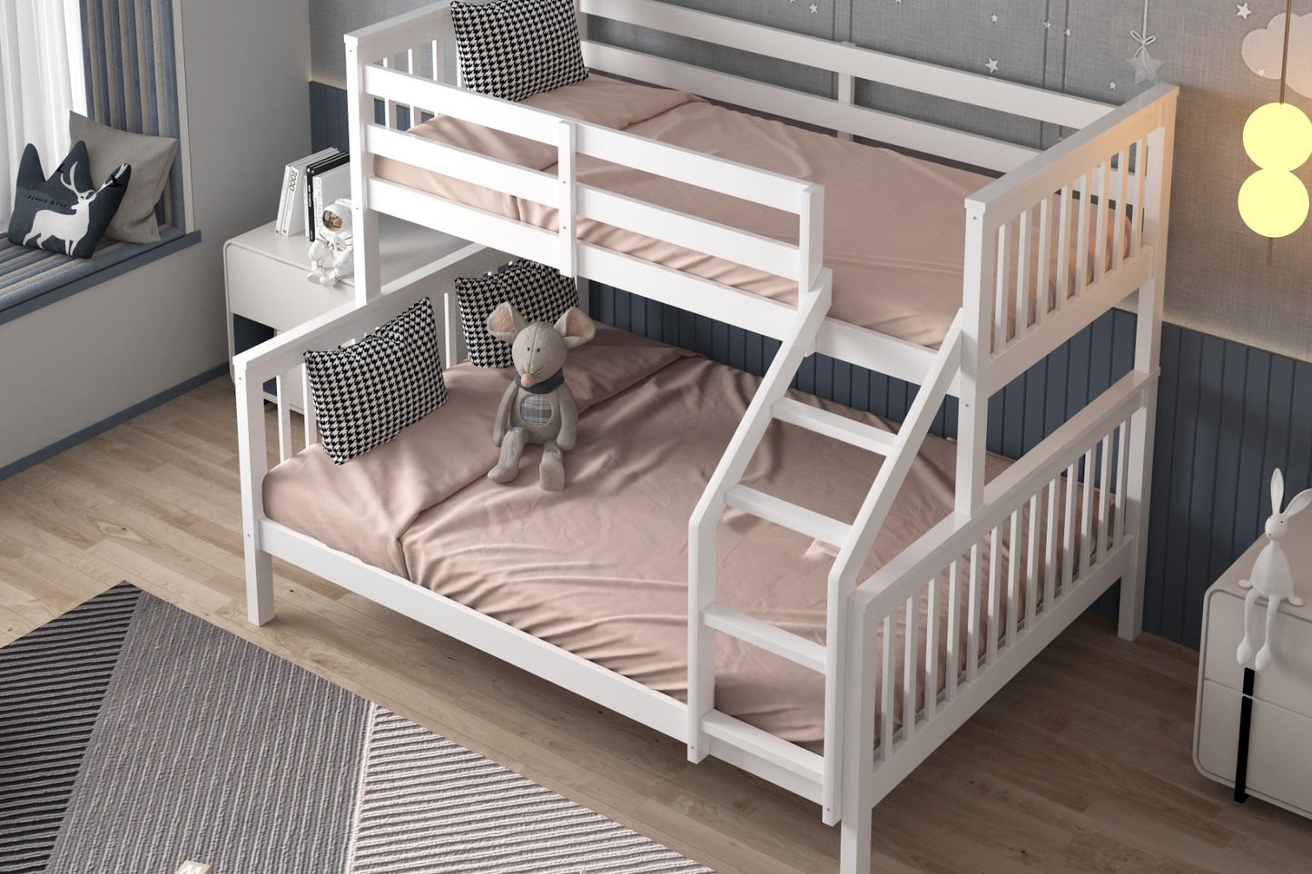 Wooden Zoom White Triple Bunk Bed