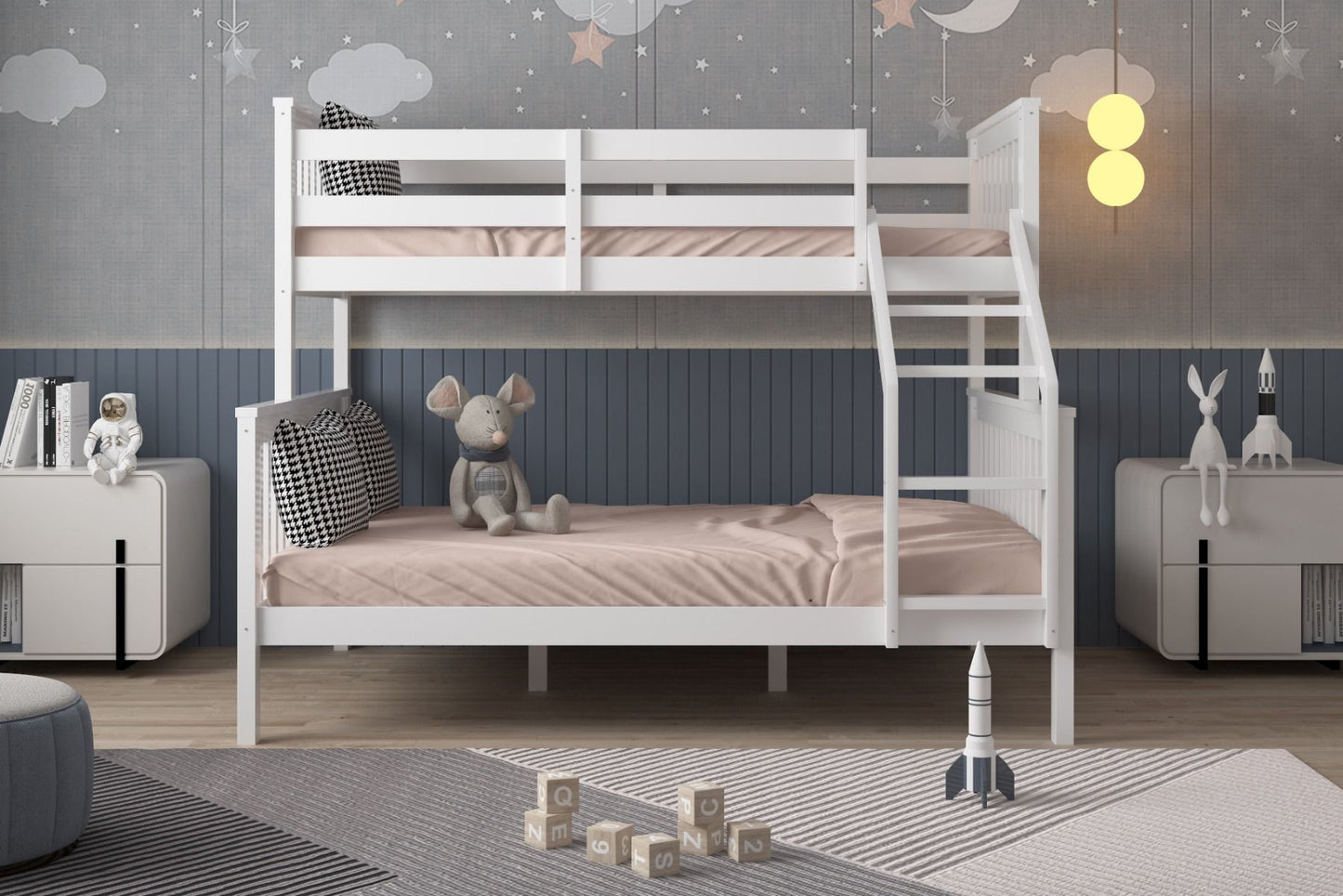 Wooden Zoom White Triple Bunk Bed