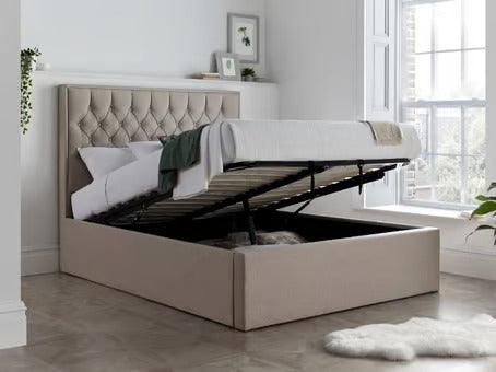 The Wilson Oatmeal Fabric Ottoman Bed - Millie & Jones