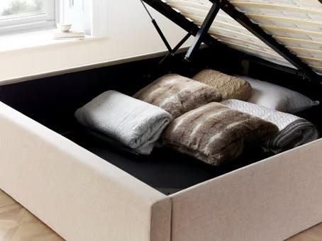 The Wilson Oatmeal Fabric Ottoman Bed - Millie & Jones