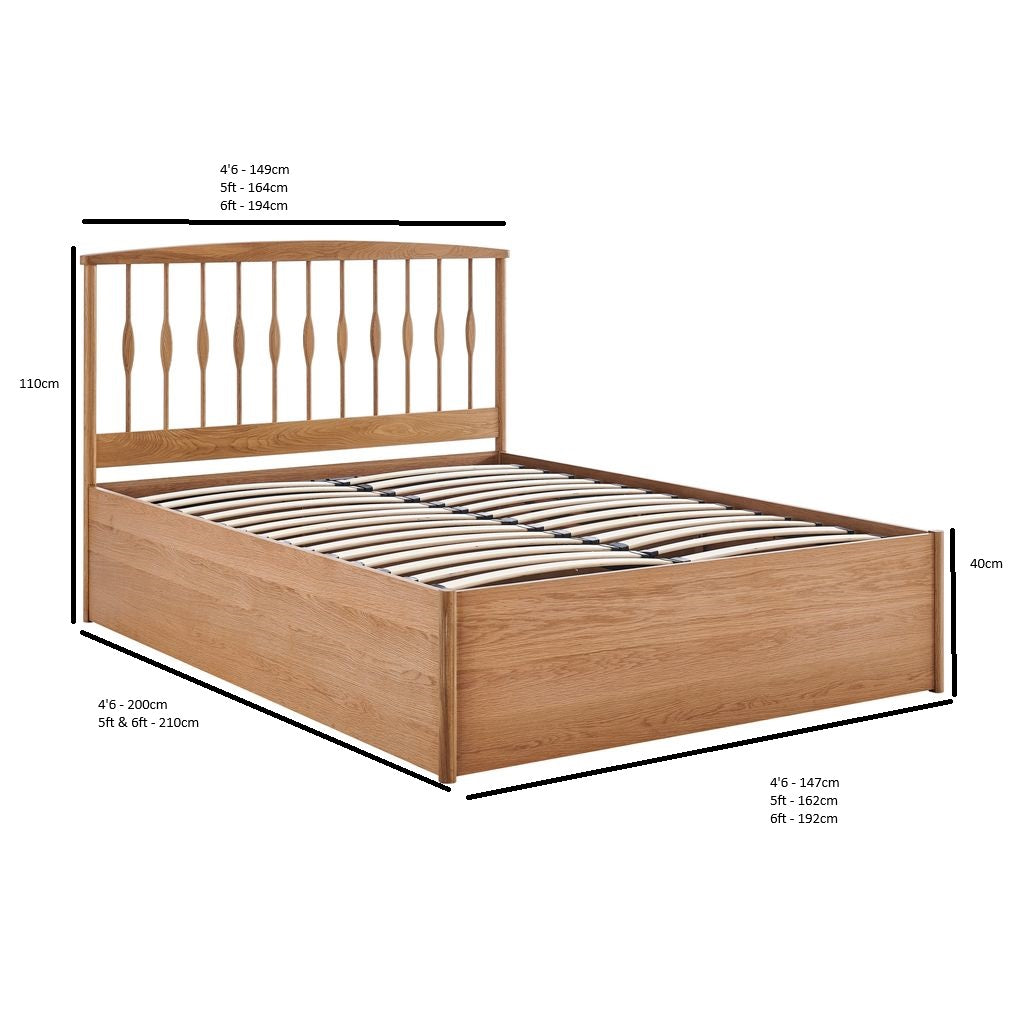 Winchcombe Spindle Oak Ottoman Bed in Oak – product view 9