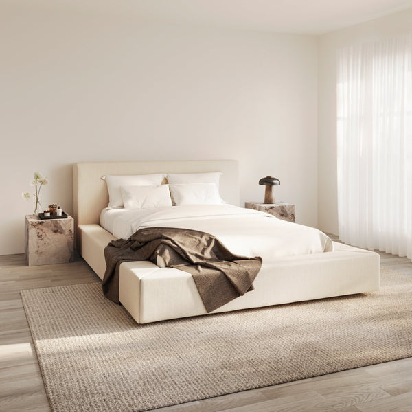 Windermere upholstered bed with wide base