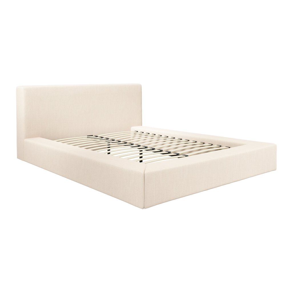 Windermere upholstered bed with wide base in White Clay