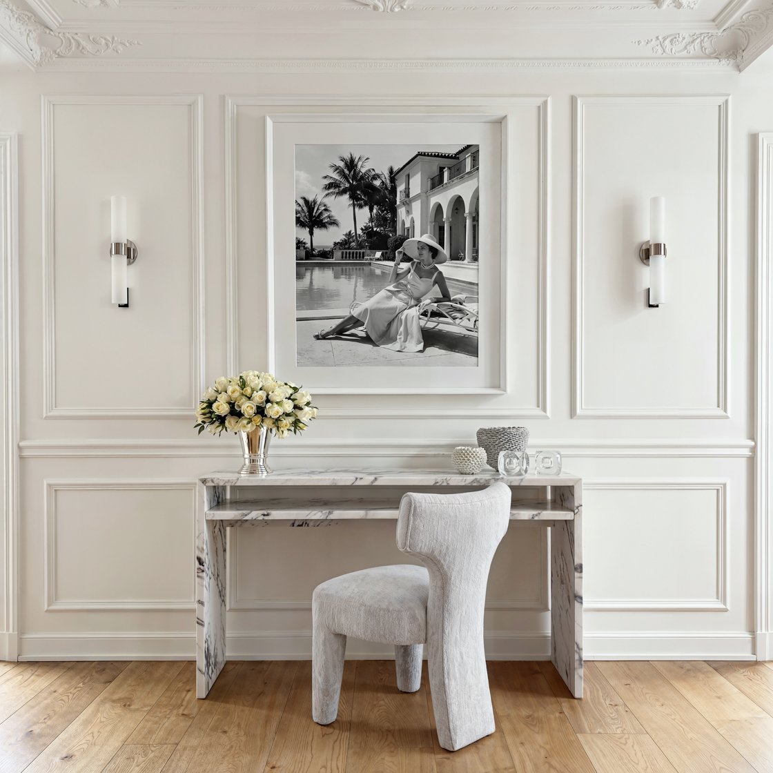 Woodbridge marble effect writing table