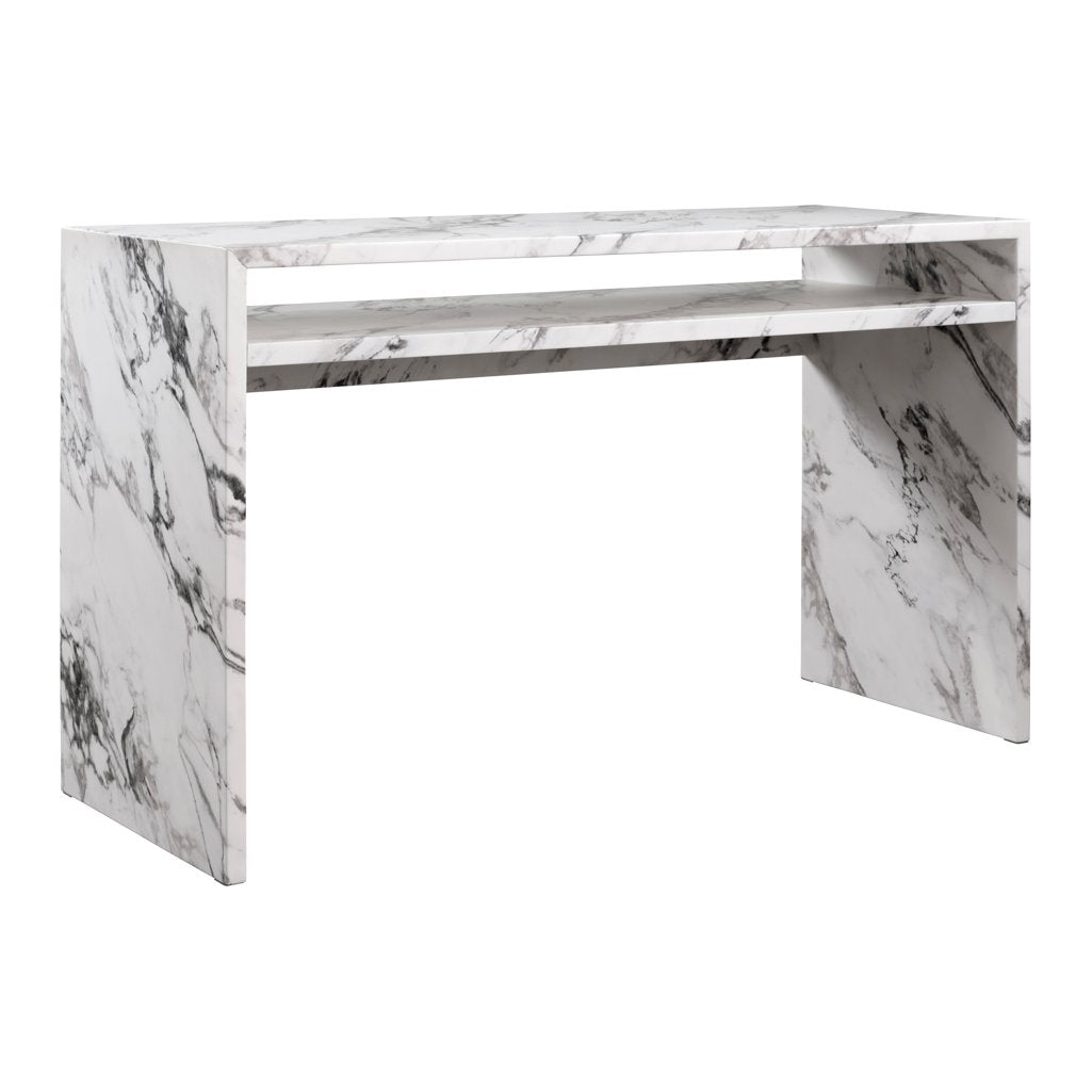 Woodbridge marble effect writing table in Calacatta