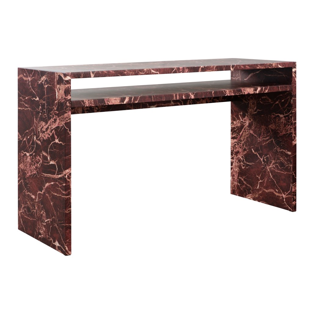 Woodbridge marble effect writing table in Rosso Levanto