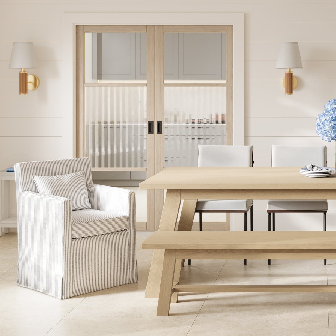 Woodstock skirted dining chair with arms