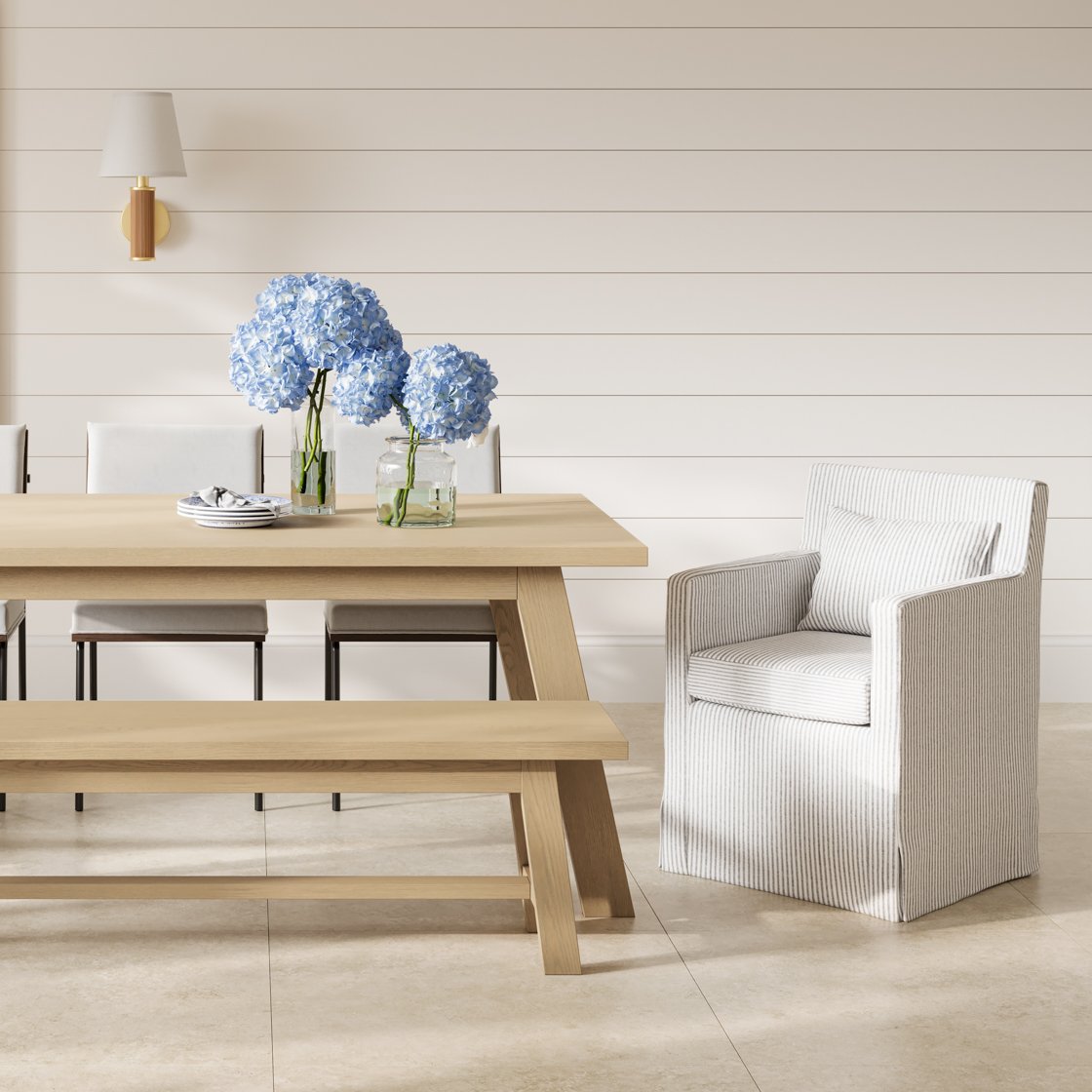 Woodstock skirted dining chair with arms