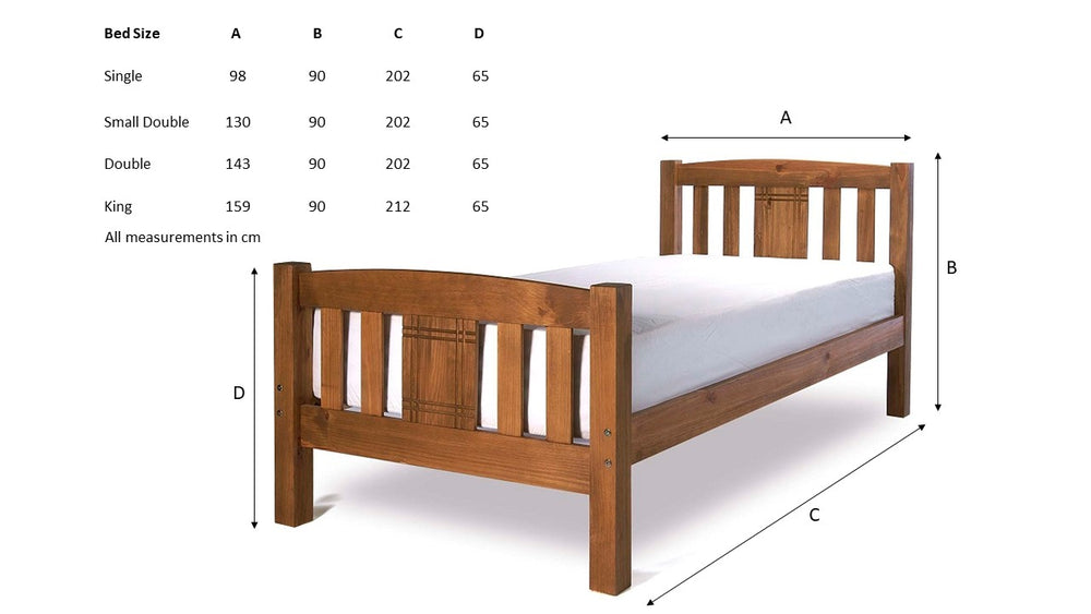 Wychwood Honey Pine Bed Frame dimensions
